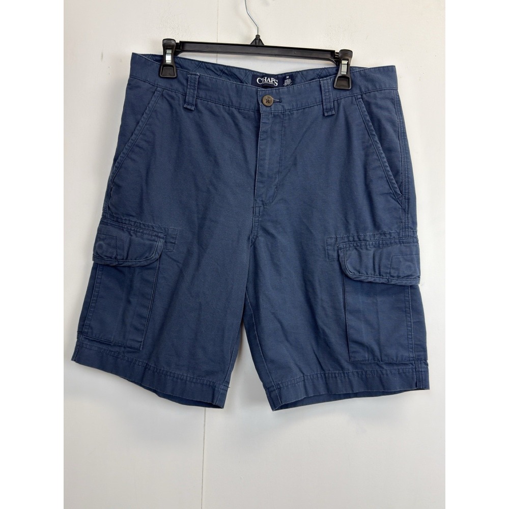 Chaps Men's Shorts Size 32 Wrinkle Free Cotton‎ Navy Blue 10" Inseam